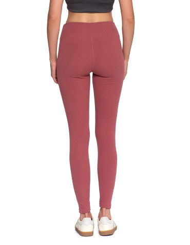 Legginsy - Legginsy damskie prążkowane z wysokim stanem RÓŻOWY - produkt 11