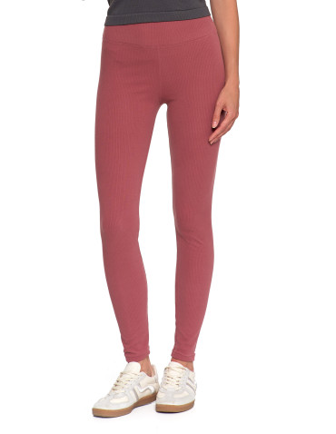 Legginsy - Legginsy damskie prążkowane z wysokim stanem RÓŻOWY - produkt 14