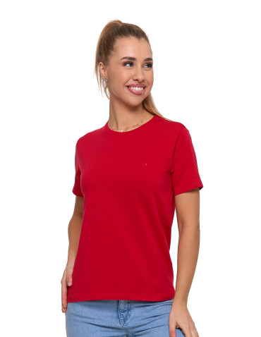Koszulki i topy - Koszulka damska bawełna Premium T-shirt dekolt okrągły MALINOWY - produkt 2