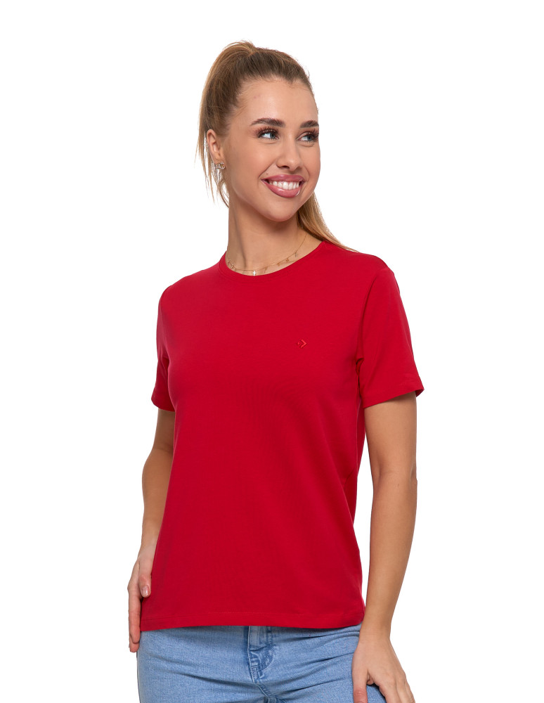 Koszulki i topy - Koszulka damska bawełna Premium T-shirt dekolt okrągły MALINOWY - produkt moraj.pl 2