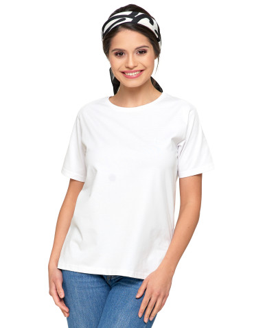 Koszulki i T-shirty - Koszulka damska bawełna Premium T-shirt dekolt okrągły BIAŁY - produkt 34