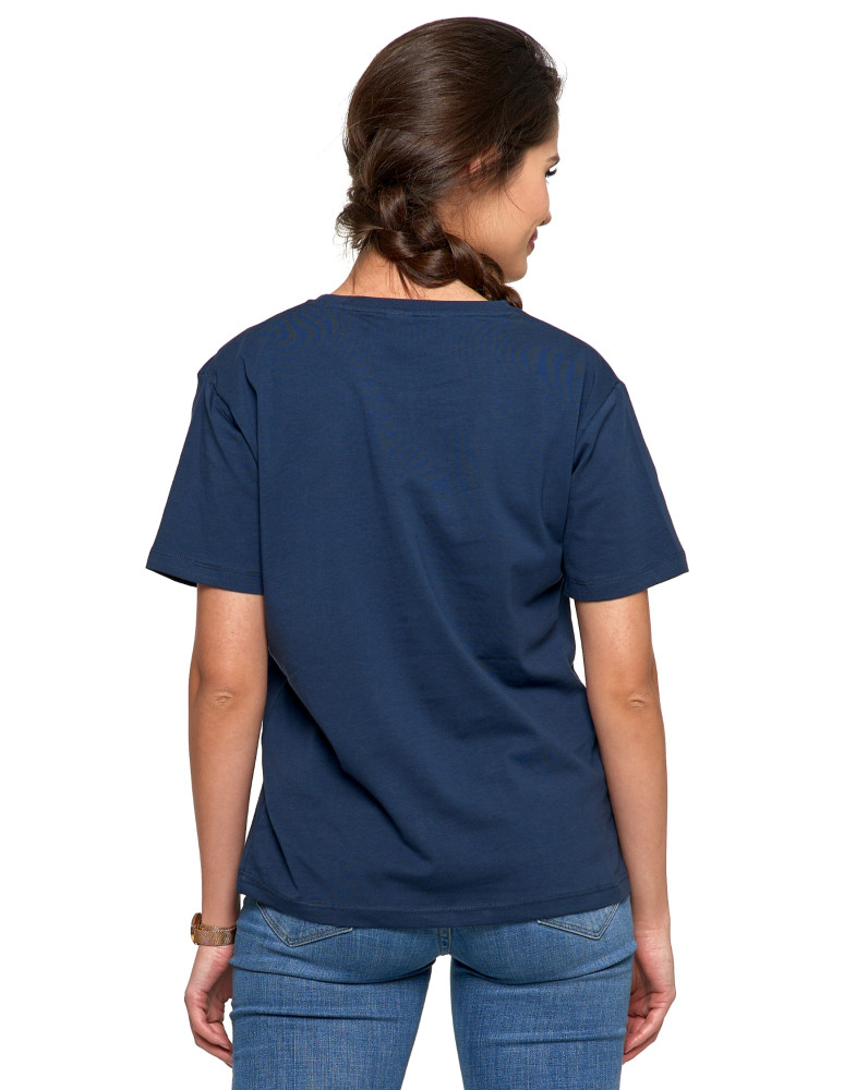 Koszulki i topy - Koszulka damska bawełna Premium T-shirt dekolt okrągły GRANATOWY - produkt moraj.pl 7