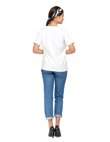 Koszulki i topy - Koszulka damska bawełna Premium T-shirt dekolt okrągły BIAŁY - produkt 6