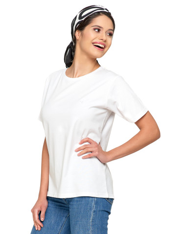 Koszulki i topy - Koszulka damska bawełna Premium T-shirt dekolt okrągły BIAŁY - produkt 5