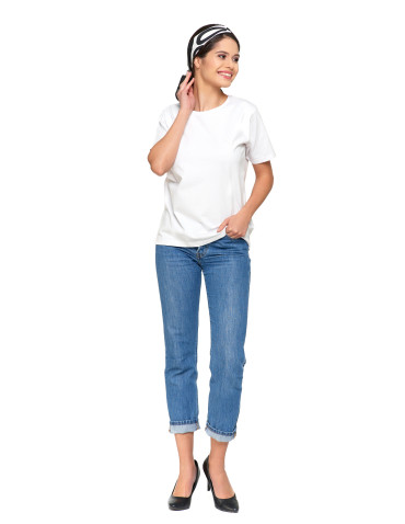 Koszulki i topy - Koszulka damska bawełna Premium T-shirt dekolt okrągły BIAŁY - produkt 3