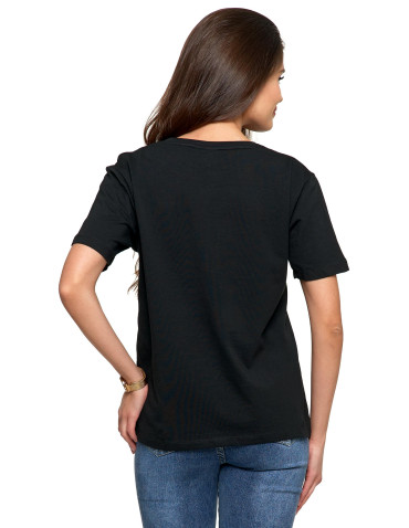 Koszulki i T-shirty - Koszulka damska bawełna Premium T-shirt dekolt okrągły CZARNY - produkt 2