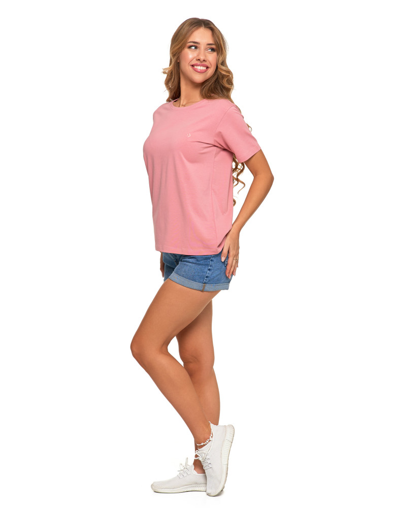 Koszulki i topy - Koszulka damska bawełna Premium T-shirt dekolt okrągły RÓŻOWY - produkt moraj.pl 8