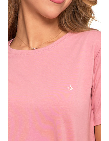 Koszulki i topy - Koszulka damska bawełna Premium T-shirt dekolt okrągły RÓŻOWY - produkt 4