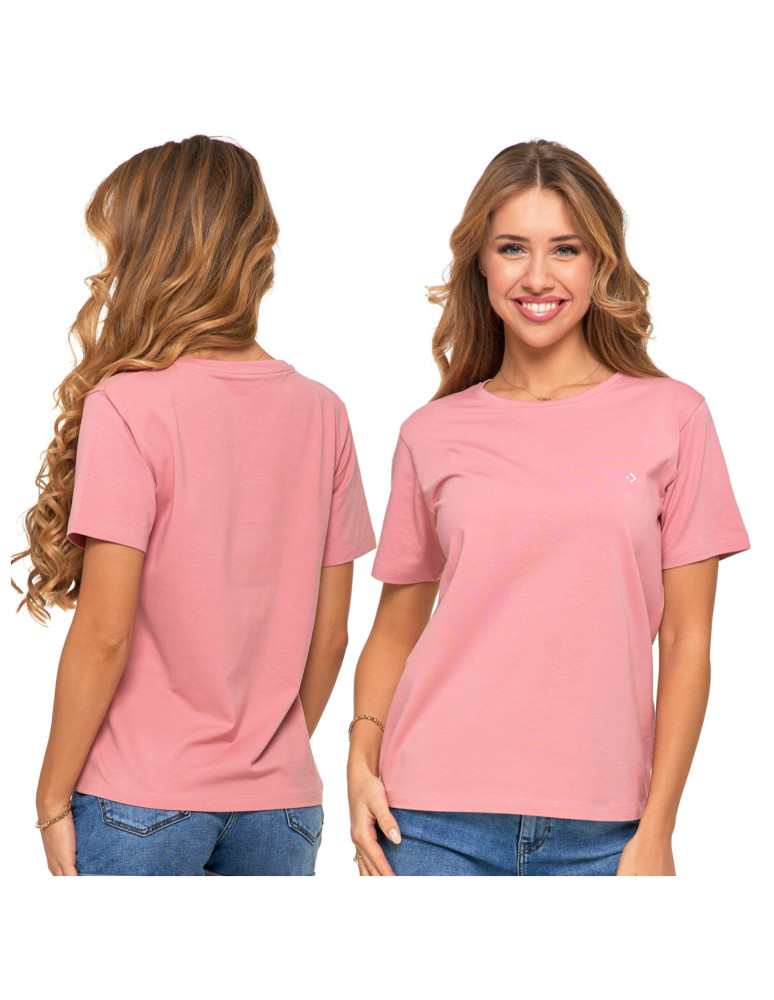 Koszulki i topy - Koszulka damska bawełna Premium T-shirt dekolt okrągły RÓŻOWY - produkt moraj.pl 1