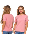 Koszulka damska bawełna Premium T-shirt dekolt okrągły RÓŻOWY