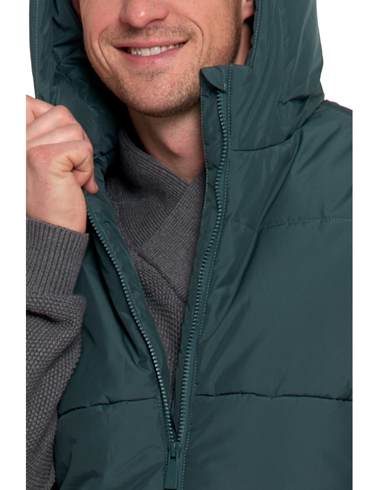 Odzież wierzchnia - Męska kamizelka pikowana z kapturem bezrękawnik CIEMNY ZIELONY - produkt moraj.pl 4