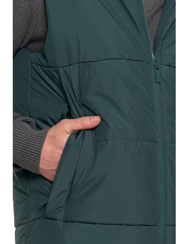 Odzież wierzchnia - Męska kamizelka pikowana z kapturem bezrękawnik CIEMNY ZIELONY - produkt 5
