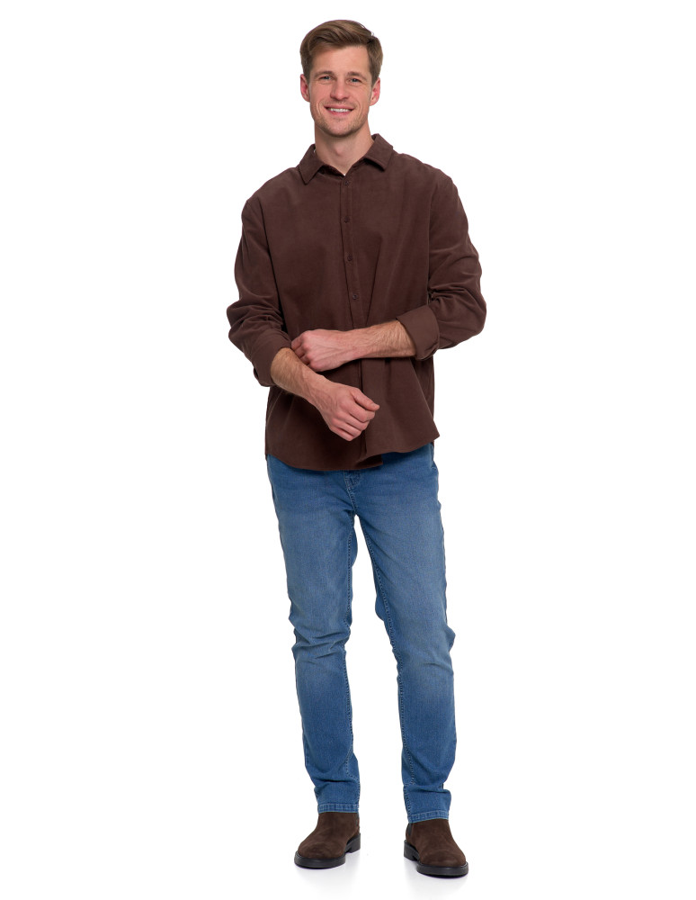 Koszulki, topy, koszule - Koszula męska sztruksowa z długim rękawem BRĄZOWY - produkt moraj.pl 6