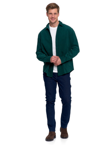 Koszulki, topy, koszule - Koszula męska sztruksowa z długim rękawem ZIELONY - produkt 7