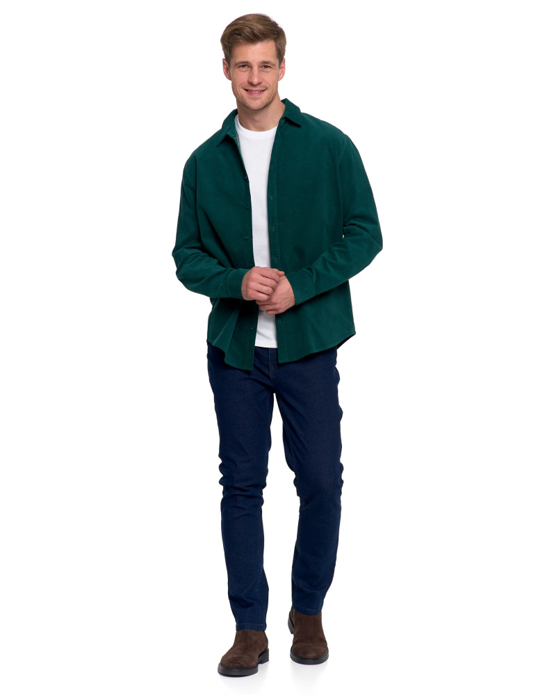 Koszulki, topy, koszule - Koszula męska sztruksowa z długim rękawem ZIELONY - produkt moraj.pl 7