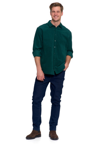 Koszulki, topy, koszule - Koszula męska sztruksowa z długim rękawem ZIELONY - produkt 6