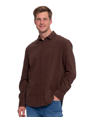 Koszulki, topy, koszule - Koszula męska sztruksowa z długim rękawem BRĄZOWY - produkt 4