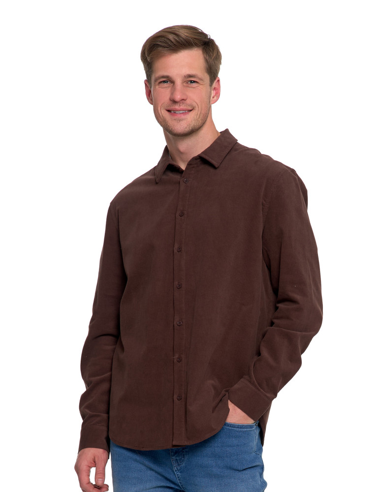 Koszulki, topy, koszule - Koszula męska sztruksowa z długim rękawem BRĄZOWY - produkt moraj.pl 4