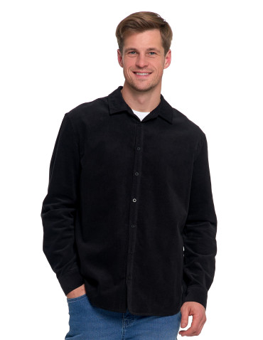 Koszulki, topy, koszule - Koszula męska sztruksowa z długim rękawem CZARNY - produkt 3