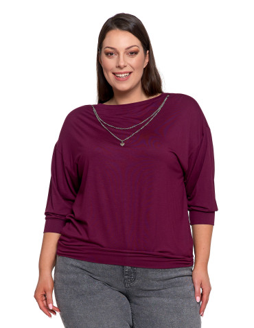 Bluzka damska bombka z łańcuszkiem i rękawem 3/4  - produkt 2