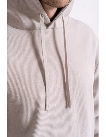 Bluzy - Bluza męska bawełniana z kapturem i kieszenią BEŻOWY - produkt 3