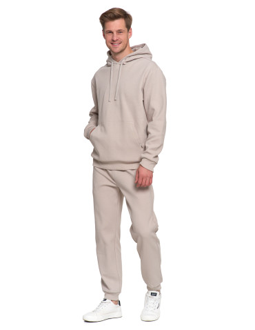 Bluzy - Bluza męska bawełniana z kapturem i kieszenią BEŻOWY - produkt 9