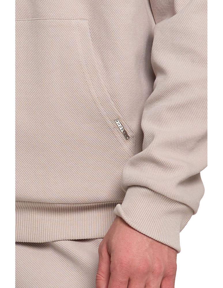 Bluzy - Bluza męska bawełniana z kapturem i kieszenią BEŻOWY - produkt moraj.pl 4