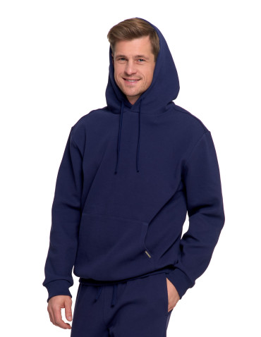 Bluzy - Bluza męska bawełniana z kapturem i kieszenią GRANATOWY - produkt 7