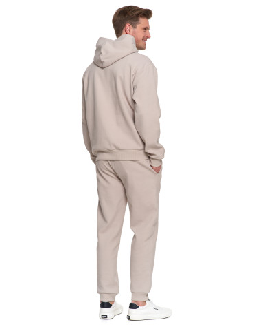 Bluzy - Bluza męska bawełniana z kapturem i kieszenią BEŻOWY - produkt 10