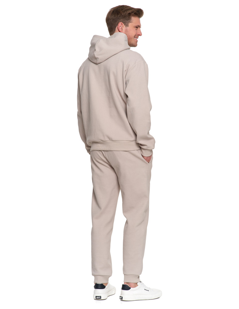 Bluzy - Bluza męska bawełniana z kapturem i kieszenią BEŻOWY - produkt moraj.pl 10