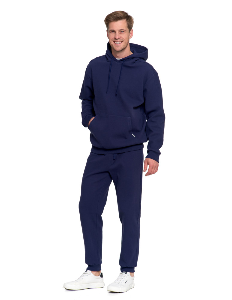 Bluzy - Bluza męska bawełniana z kapturem i kieszenią GRANATOWY - produkt moraj.pl 10