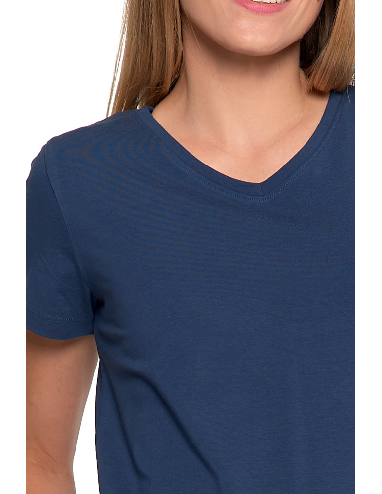 Krótki rękaw - Piżama damska z krótkim rękawem i długimi spodniami GRANATOWY - produkt moraj.pl 3