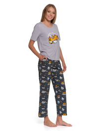 Piżama damska bawełniana z krótkim rękawem i nadrukiem kotów  - produkt 2