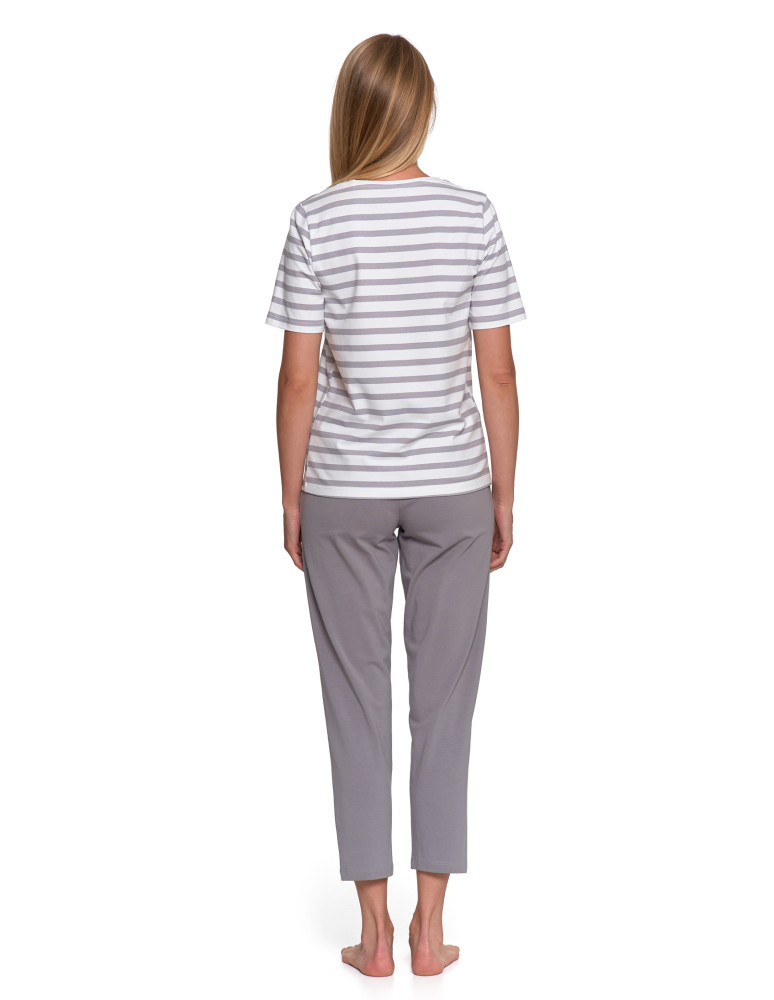 Krótki rękaw - Piżama damska w paski z prostymi spodniami WZÓR 1 - produkt moraj.pl 3