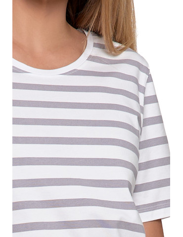 Krótki rękaw - Piżama damska w paski z prostymi spodniami WZÓR 1 - produkt 4