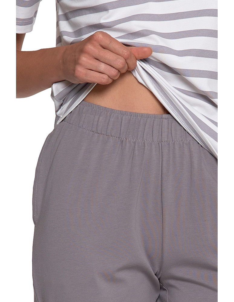 Krótki rękaw - Piżama damska w paski z prostymi spodniami WZÓR 1 - produkt moraj.pl 5