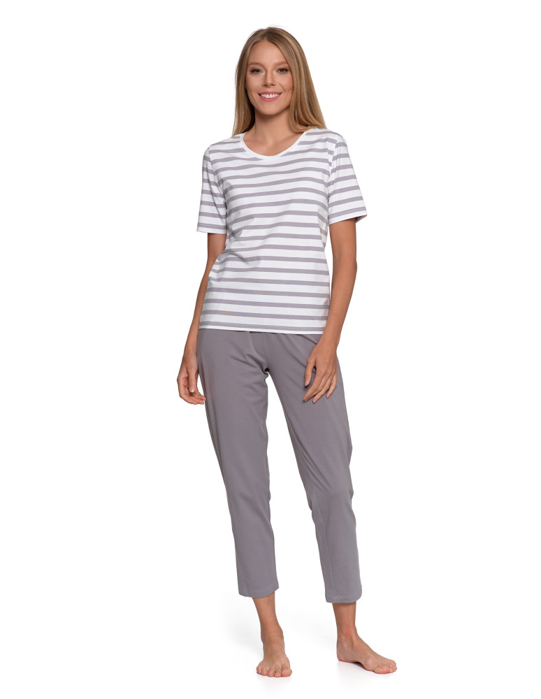 Piżama damska w paski z prostymi spodniami WZÓR 1