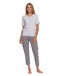 Piżama damska w paski z prostymi spodniami