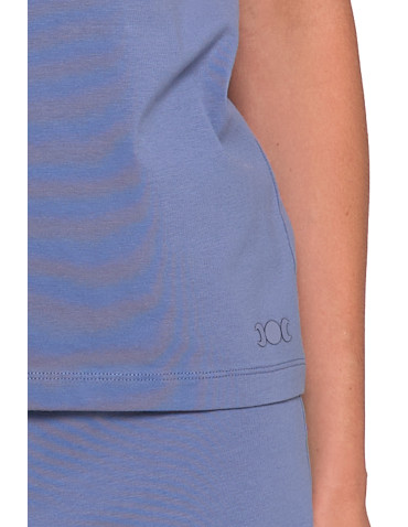 Nowości - Piżama damska bawełniana z krótkim rękawem i spodenkami NIEBIESKI - produkt 3