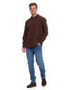 Koszula męska sztruksowa z długim rękawem BRĄZOWY