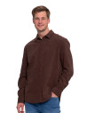 Koszula męska sztruksowa z długim rękawem BRĄZOWY