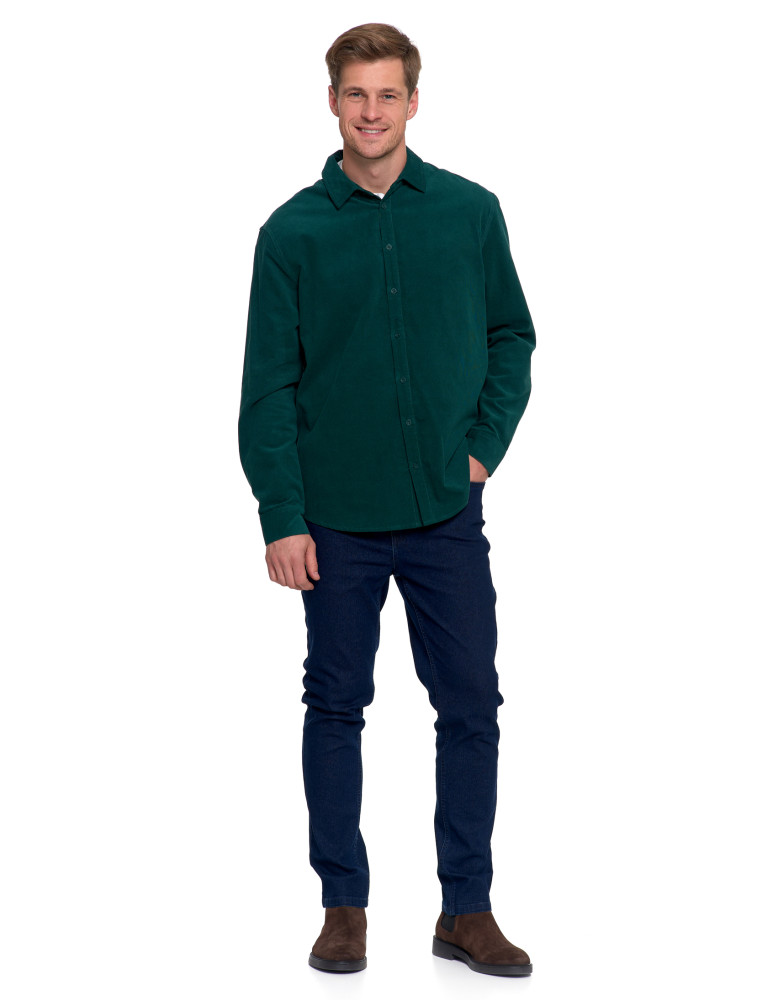 Koszulki, topy, koszule - Koszula męska sztruksowa z długim rękawem ZIELONY - produkt moraj.pl 4
