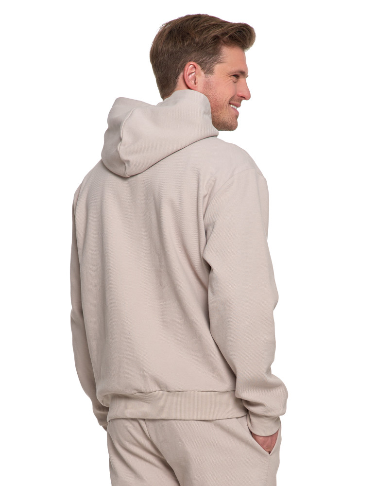 Bluzy - Bluza męska bawełniana z kapturem i kieszenią BEŻOWY - produkt moraj.pl 2