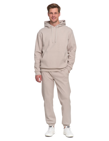 Bluzy - Bluza męska bawełniana z kapturem i kieszenią BEŻOWY - produkt 8