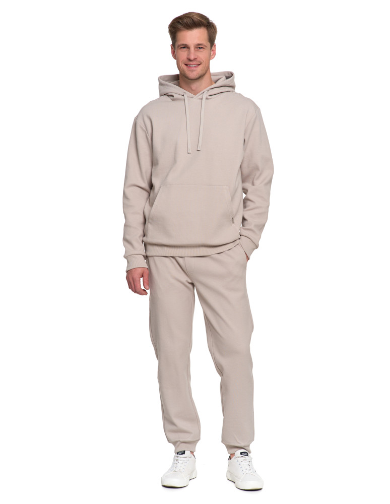 Bluzy - Bluza męska bawełniana z kapturem i kieszenią BEŻOWY - produkt moraj.pl 8