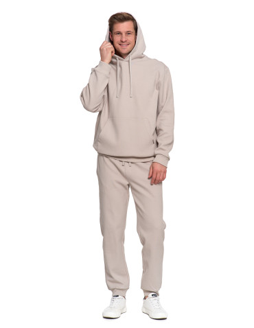 Bluzy - Bluza męska bawełniana z kapturem i kieszenią BEŻOWY - produkt 7