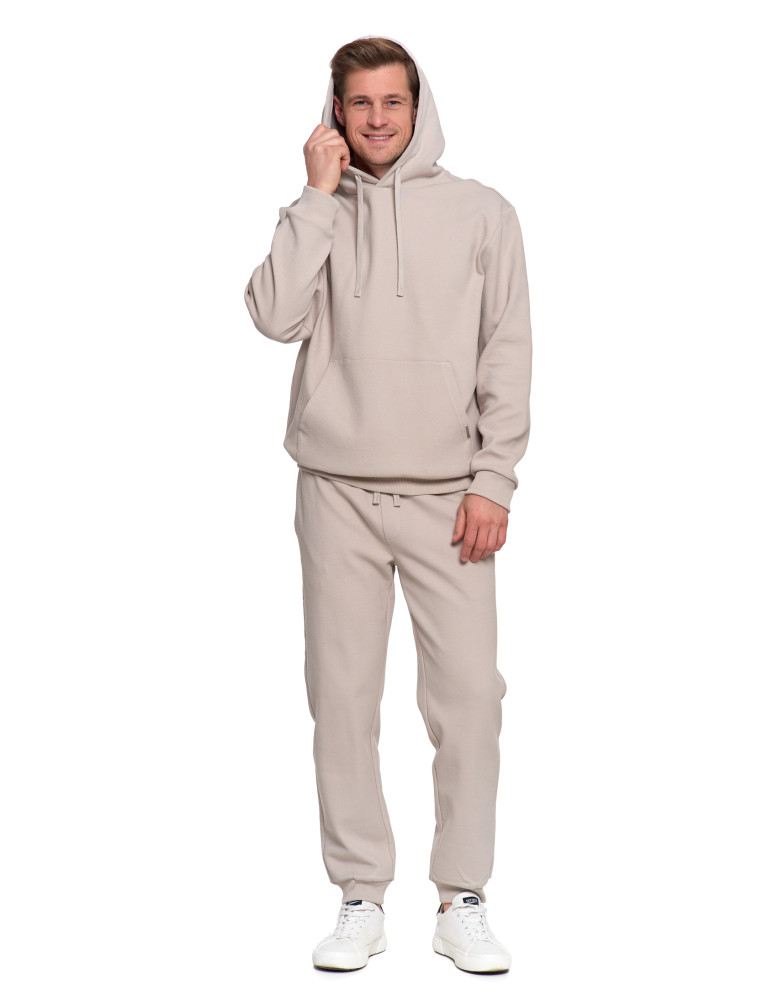 Bluzy - Bluza męska bawełniana z kapturem i kieszenią BEŻOWY - produkt moraj.pl 7