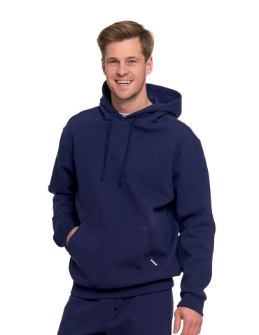 Bluzy - Bluza męska bawełniana z kapturem i kieszenią GRANATOWY - produkt 3