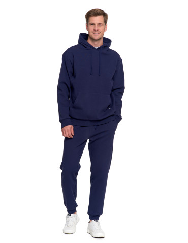 Bluzy - Bluza męska bawełniana z kapturem i kieszenią GRANATOWY - produkt 6