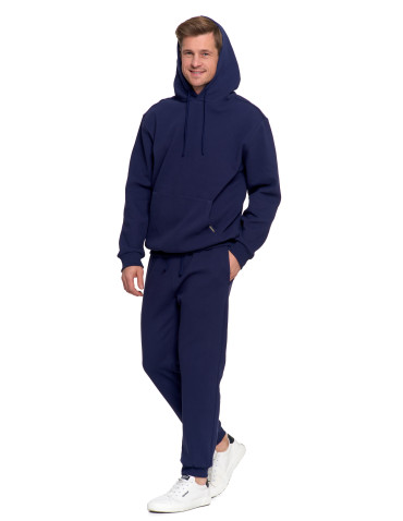 Bluzy - Bluza męska bawełniana z kapturem i kieszenią GRANATOWY - produkt 5